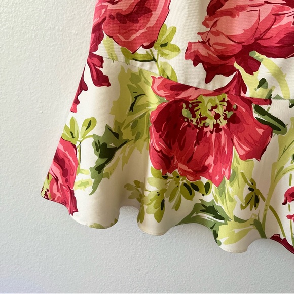 Ann Taylor floral midi dress with ruffle hem, lined, and spaghetti tie straps - Picture 5 of 7